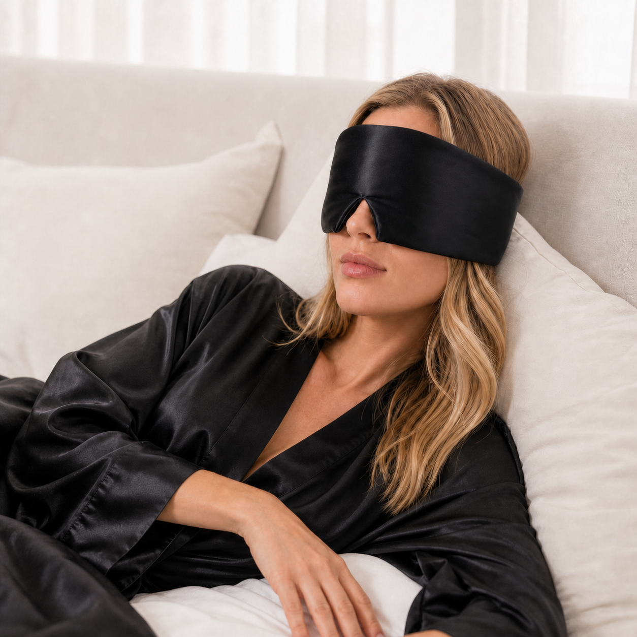 Silklyss 22 Momme 100% Mulberry Silk Sleep Mask with Quiet Closure – Black